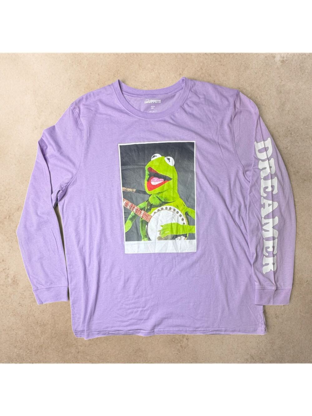 The Muppets Kermit The Frog Banjo Dreamer Long Sleeve Shirt Purple Mens 2XL NWT